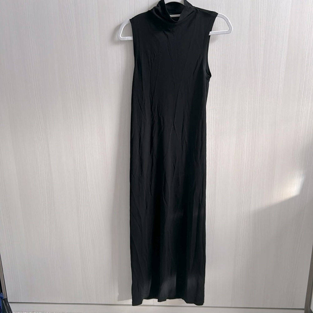 Vintage DBC rayon blend mock neck full length dress size s button neck